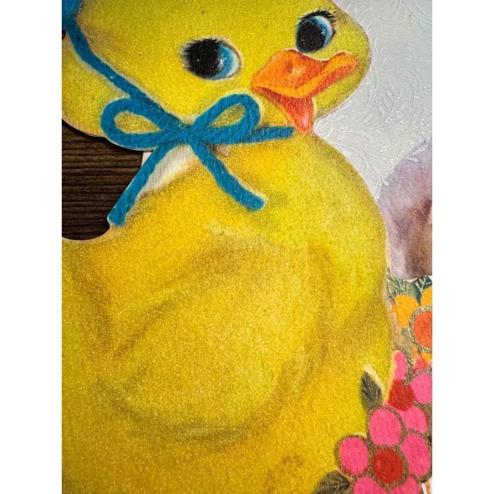Vintage 1960s Greeting Card Lot 8 Flocked Die Cut Baby Birthday Easter Ephemera